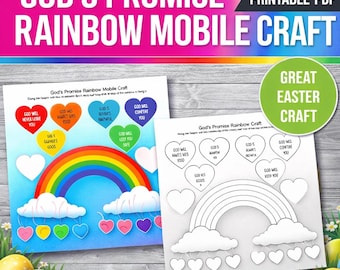 Lavoretto mobile "Le promesse di Dio arcobaleno": attività cristiana per bambini (PDF)