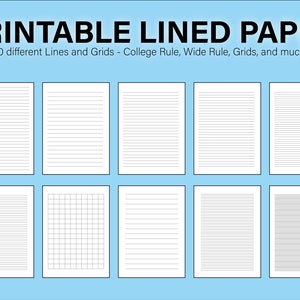 printable lined paper pdf college ruled paper wide ruled etsy