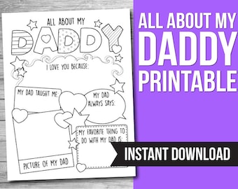 Vatertag Printable Karte: Kinder Fragebogen & Malseite (PDF Download)