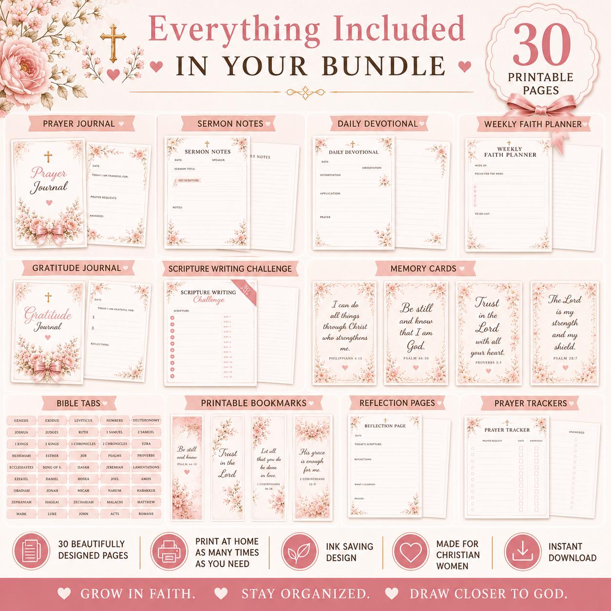 Bible Study Printable Bundle for Women | Christian Prayer Journal ...