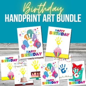 Birthday Handprint Art, Bday Printable Handprint Craft for Kids, Keepsake Birthday Craft Gift Daycare Baby Kids PDF