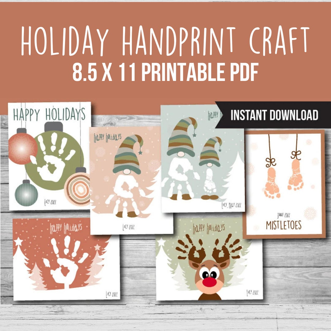 Free Printable Handprint Holiday Crafts Christmas Tree Handprint Craft Printable, DIY Holiday Art Activity for Free Printable Christmas Handprint Art