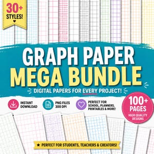 Graph Paper Printable Bundle for Math and Engineering, Grid Notebook Pages, Instant Download PDF