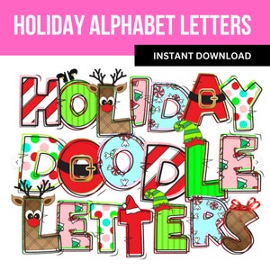 Doodle Font,Alpha Doodle Letters,Christmas Doodle Letters, Christmas Alphabet, Doodle Font, Christmas Font, Doodle Alphabet Letters