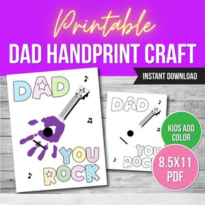 Handprint Art Craft, Dad Handprint Keepsake Art, Gift for Dad, Kids Baby Toddler Craft Activity, DIY Handprint Card