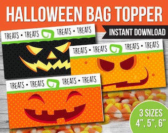 Pumpkin Halloween Bag Topper: Party Favor Treat Bags