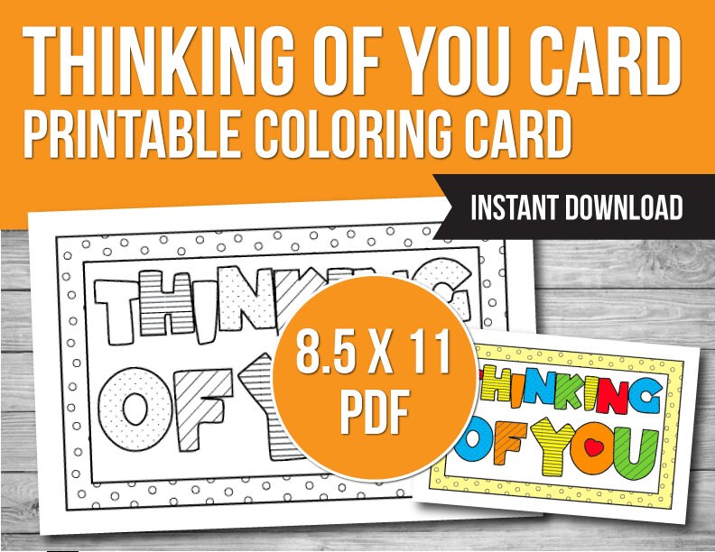 Thinking of You Coloring Card: Kids Sympathy Keepsake Craft Printable