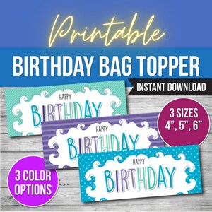 Mermaid Birthday Bag Topper, Mermaid Party Favor Thank You, Birthday Bag Topper Printable PDF