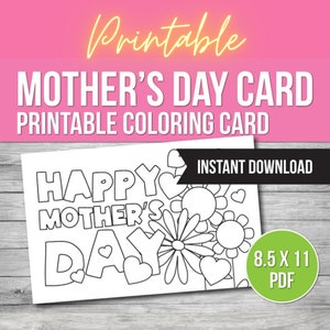 Tarjeta para colorear imprimible para el Día de la Madre, tarjetas para colorear, regalo imprimible en PDF para colorear, regalo DIY para mamá