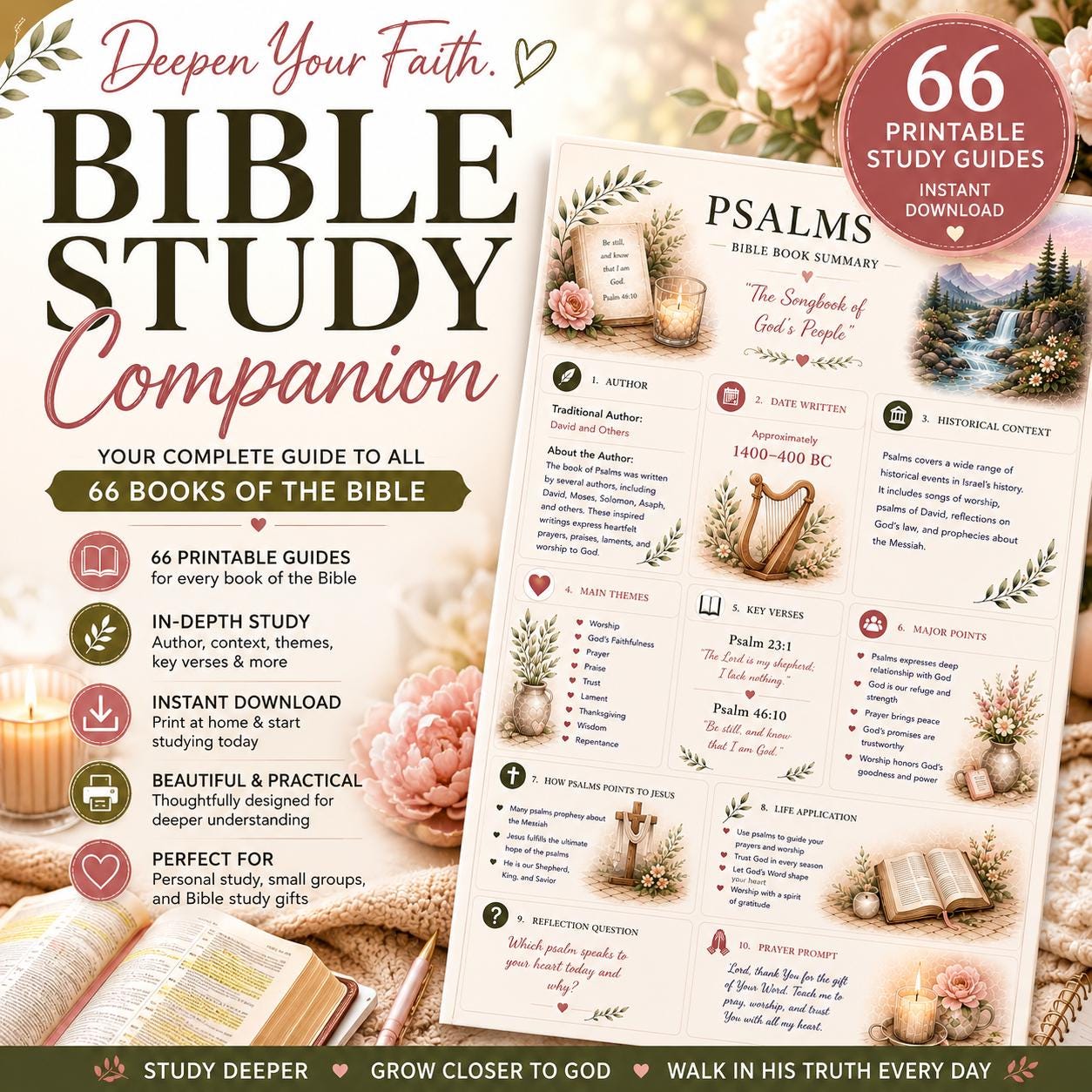Bible Study Guide BUNDLE, 66 Books of the Bible Study Guide Summaries ...