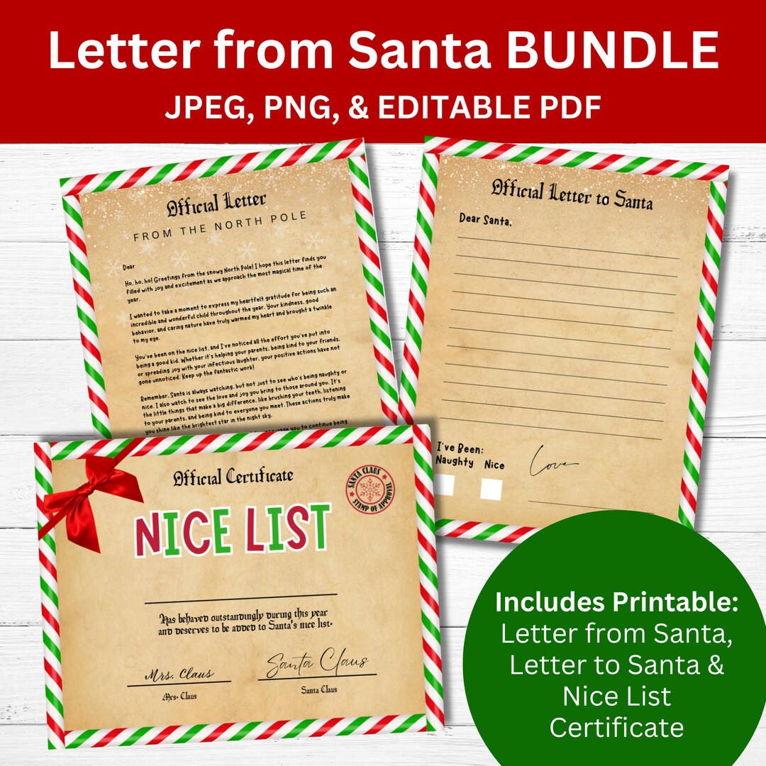 Letter to Santa Printable Letter to Santa Claus Dear Santa Etsy
