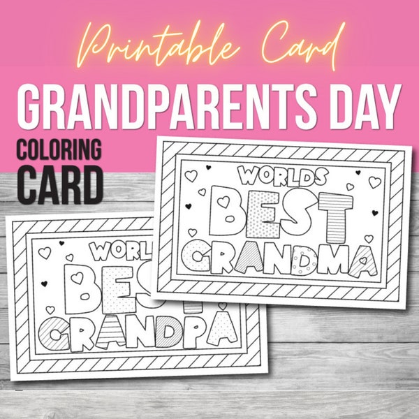 Grandparents Gift Printable Coloring Card, Gift for Grandma, Gift for Grandpa, Color Your Own