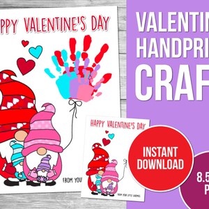Valentine Gnome Handprint Art: Kids Keepsake (PDF)