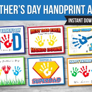 Father's Day Handprint Keepsake Art, Gift for Dad, Father's Day Craft Activity, DIY Handprint Card