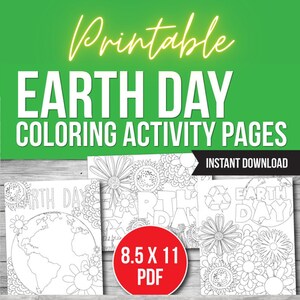 Earth Day Coloring Activity for Kids, Earth Day Craft, Spring Craft, Printable Kids Activity Worksheets