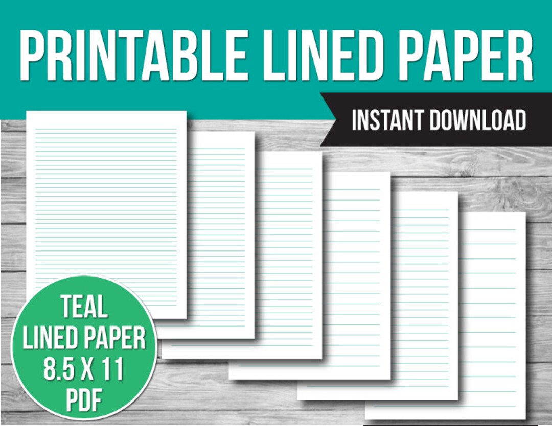 TEAL Lined Paper Printable Wide Rule College Rule Paper - Etsy