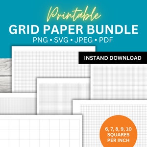 Printable Graph Paper, Graph Paper Printable, Printable Grid Paper, Graph Notebook, PNG SVG Jpeg PDF