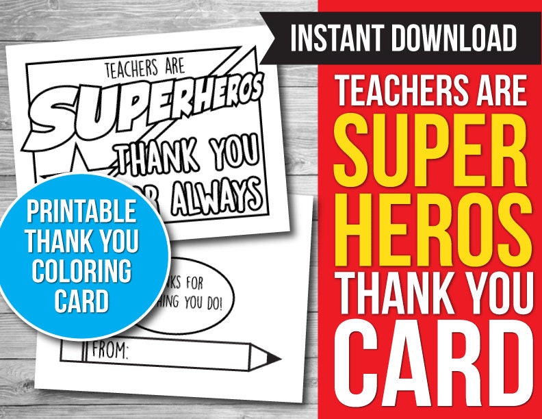Teacher Appreciation Thank You Coloring Card Teacher Thank - Etsy