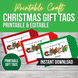 Christmas Gift Tags Printable, Editable Gift Tags, Printable Gift Tags, Digital Download, Printable PDF