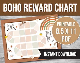 Printable Boho Reward Chart for Kids: Behavior & Responsibility (PDF)