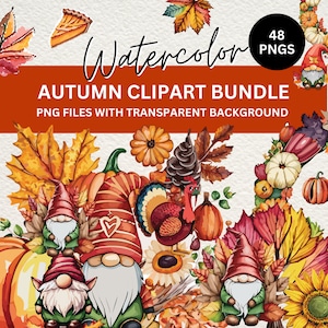 Fall Clipart Bundle, Gnomes, Leaves, Pumpkin Clipart, Autumn Clipart PNG SVG