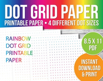 Rainbow DOT GRID Paper, Bullet Journal Dot Grid Paper, Colored Dot Grid Paper, Rainbow Dot Grid Paper Printable
