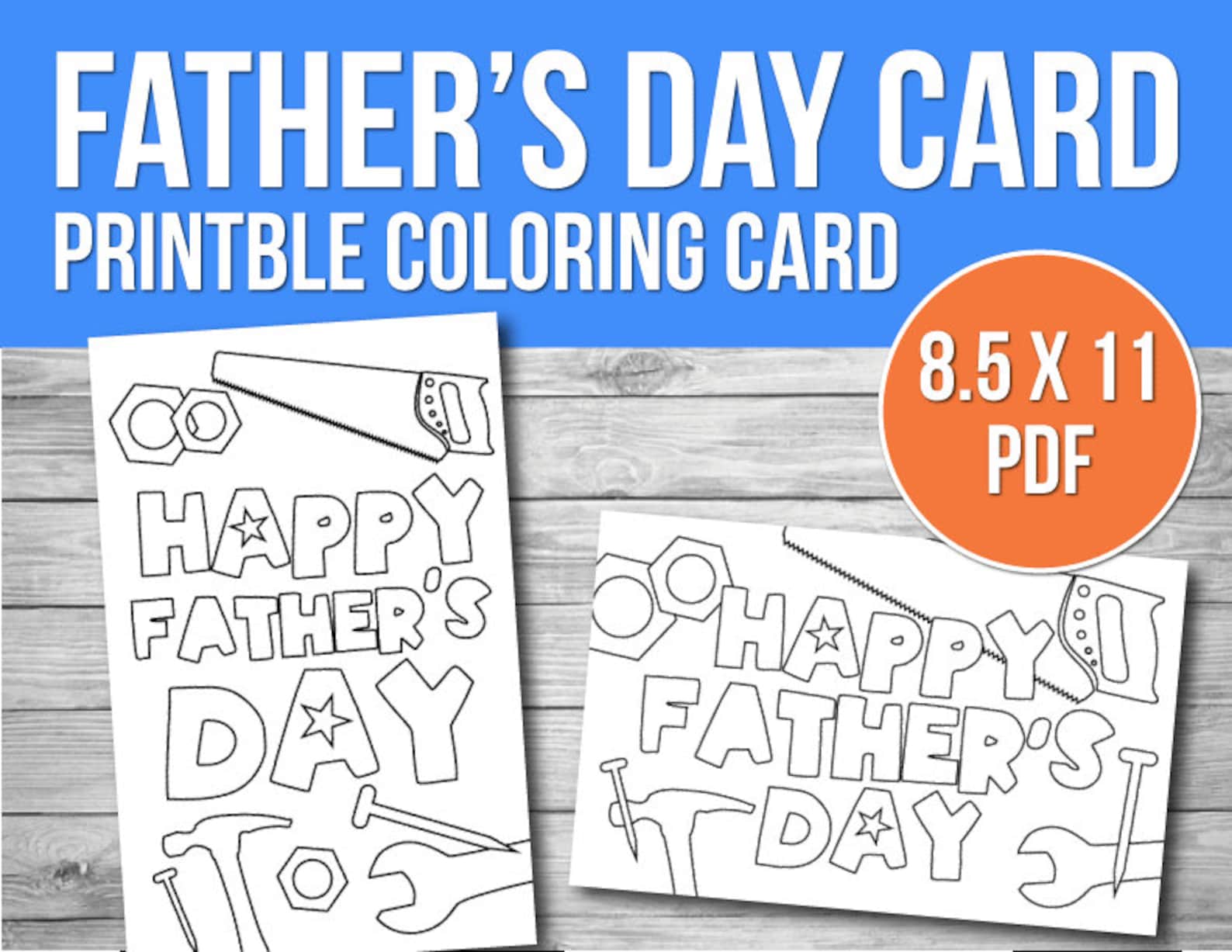 Happy Father's Day Printable Coloring Card Father's - Etsy