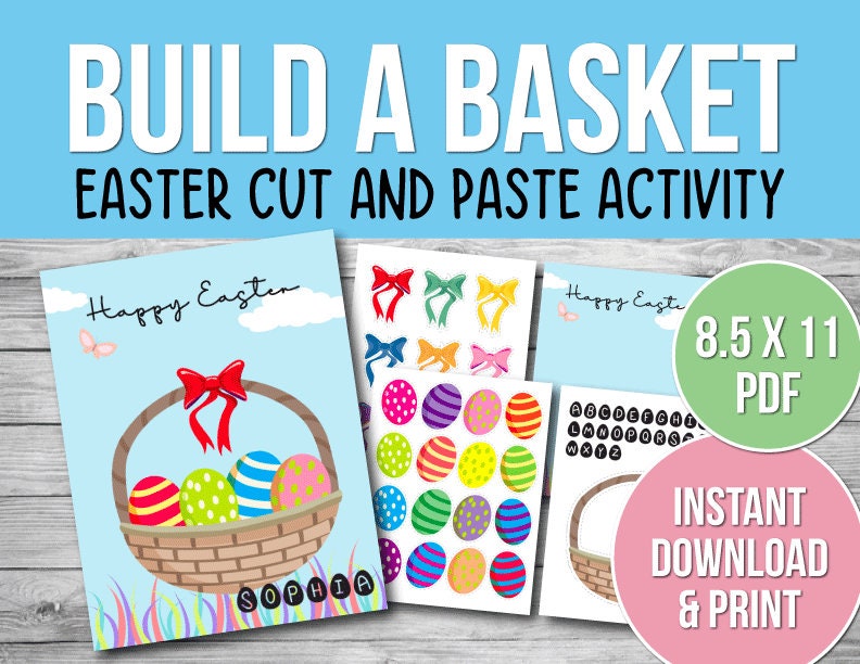 Easter Basket Printable Activity: Cut and Paste Craft (PDF) - Etsy