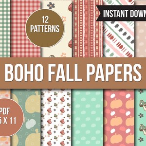 Digital Paper,  Fall BOHO Paper, Bohemian Scrapbook Paper, Fall Printable Paper, Printable PDF, Paper, Printable