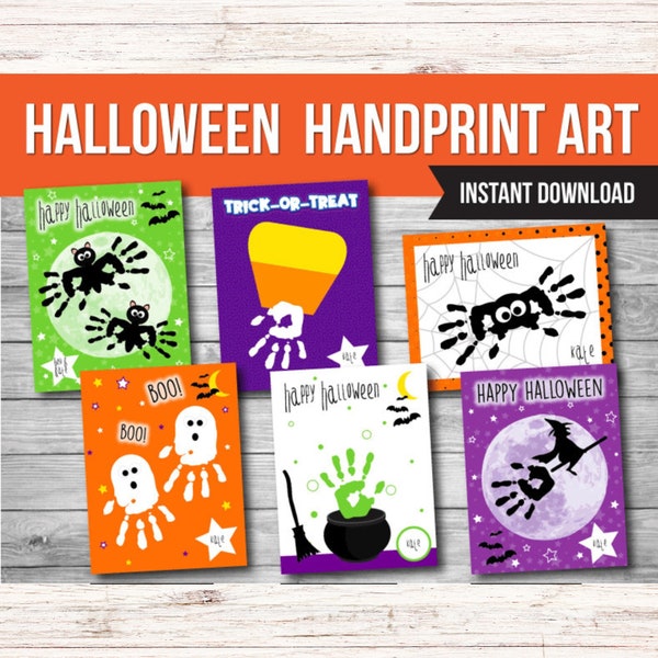 Handprint Craft Activity, Handprint Art, Halloween Printable Decor, Preschool Baby Toddler Craft for Kids, Footprint Art, Digital Download