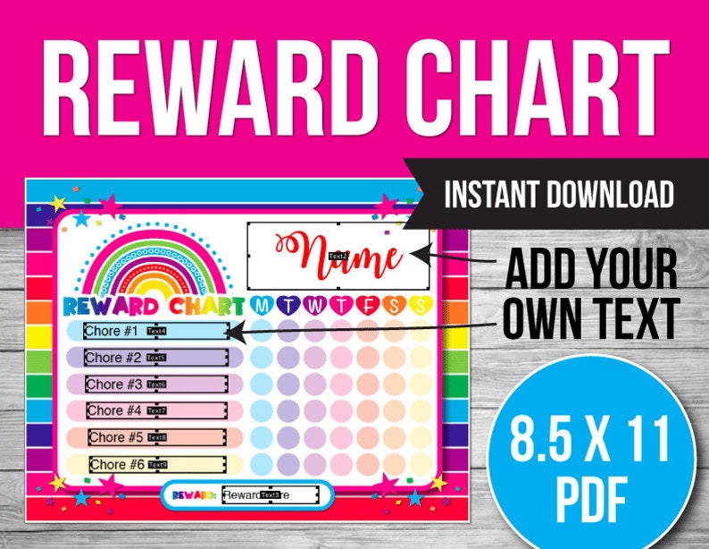 Rainbow Chore Chart for Kids Chores Kids Chore Chart - Etsy