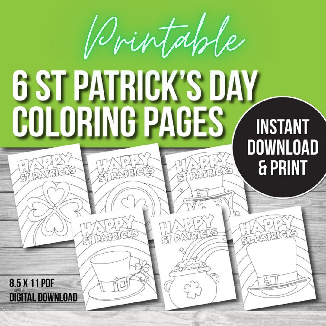 St Patrick's Day Coloring Pages: Kids Printable Crafts (PDF) - Etsy