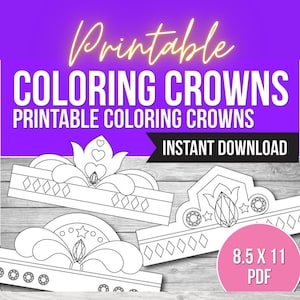 Printable Coloring Crown Craft: King, Queen, Princess (PDF)