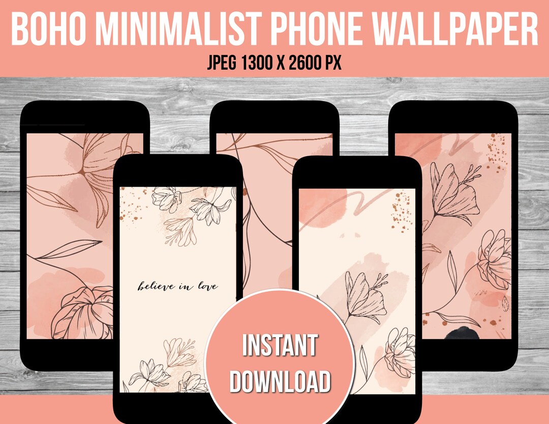 Pink Boho Minimalist iPhone Wallpaper, iPhone Background, Minimalist