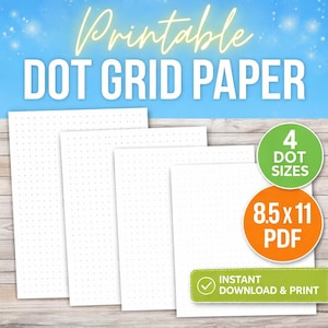 Printable Dot Grid Paper Bundle: 4 Dot Sizes, 8.5x11 PDF (Instant Download)