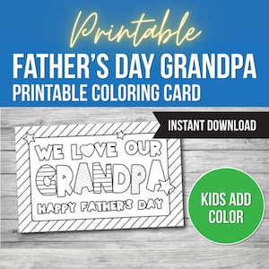 Vaderdag kleurkaart voor opa, cadeau voor opa, kleurkaart afdrukbaar, cadeau van kleinkinderen