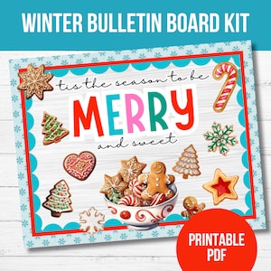 Christmas Bulletin Board Kit Printable, Winter Classroom Door Decor, Holiday Bulletin Board Letters & Art PDF