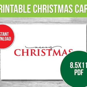 Printable Merry Christmas Card: Instant Download PDF (8.5x11)