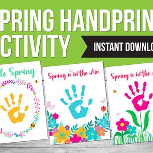 Spring Handprint Craft Printable, 5 Minute Crafts, Handprint Art, Handprint Footprint, Handprint Art Craft Kids, Handprint Keepsake
