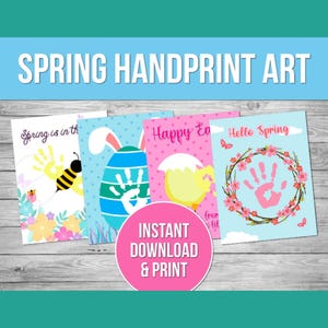 Spring Handprint Craft Printable, 5 Minute Crafts, Handprint Art, Handprint Footprint, Handprint Art Craft Kids, Handprint Keepsake