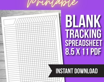 Blank Tracking Spreadsheet, Inventory Tracker, Instant Download, Small Business Template Editable PDF