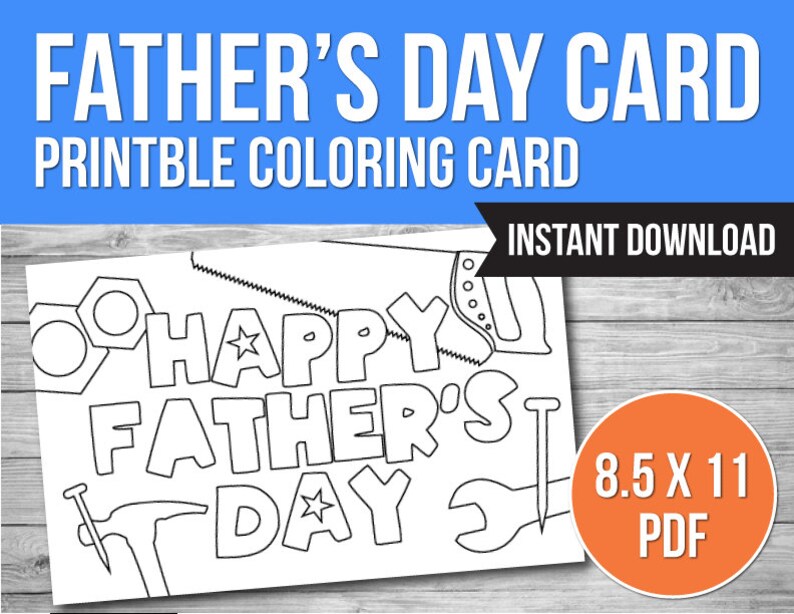 Happy Father's Day Printable Coloring Card Father's - Etsy