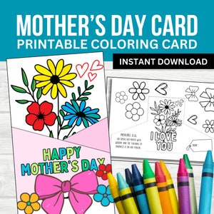 Happy Mothers Day Coloring Card, Bible Verse, Christian Sunday School Homeschool Activity, Mothering Sunday