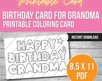 Happy Birthday Grandma Coloring Card: Fun Printable Activity for Kids (PDF)
