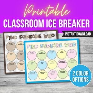 Classroom Ice Breaker Game Printable, Class Group Game Bingo, Kids Ice Breaker Classroom Printable PDF