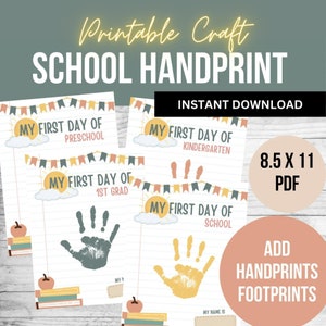 School Handprint Craft Activity, Kindergarten PreK Daycare Preschool, Teacher Template Printable PDF