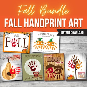 Fall Handprint Art Activity for Kids, Handprint Craft Bundle, Preschool Toddler Baby, Autumn Craft for Kids, Printable PDF