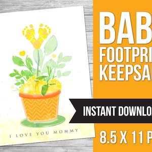 Baby Footprint Art, Printable Footprint Keepsake, Baby Footprint Keepsake Gift, Daycare Activity