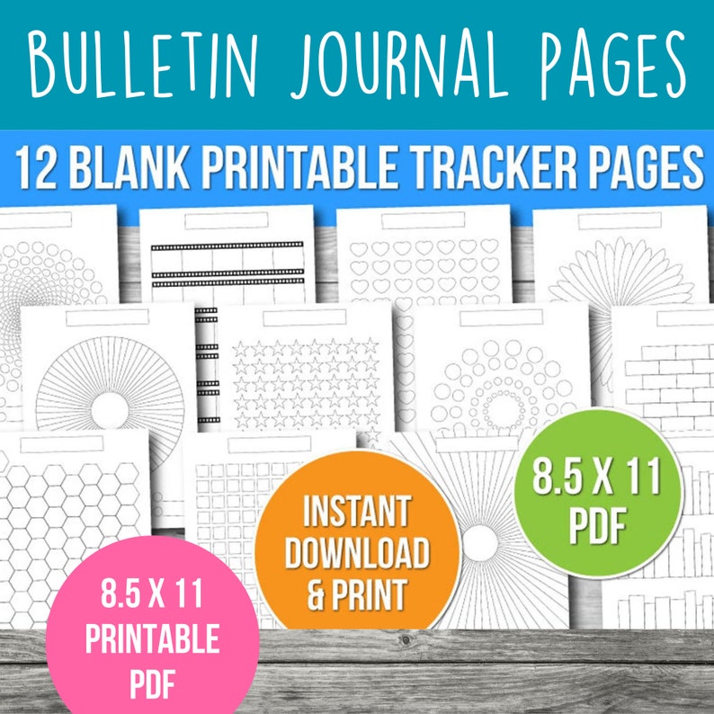 Printable Bullet Journal Tracker Bundle, 12 Blank Pages (PDF) - Etsy