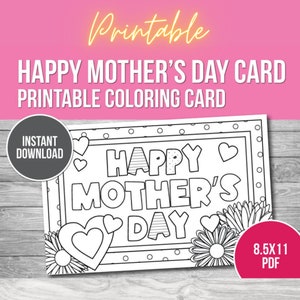 Printable Mother&#39;s Day Coloring Card: DIY Gift for Mom (PDF)